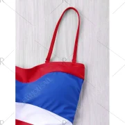 Color Block Shelf Bra One-piece Swimsuit - Fansmadedirect