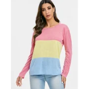 Color Block Three Tone Knitted Top - Fansmadedirect