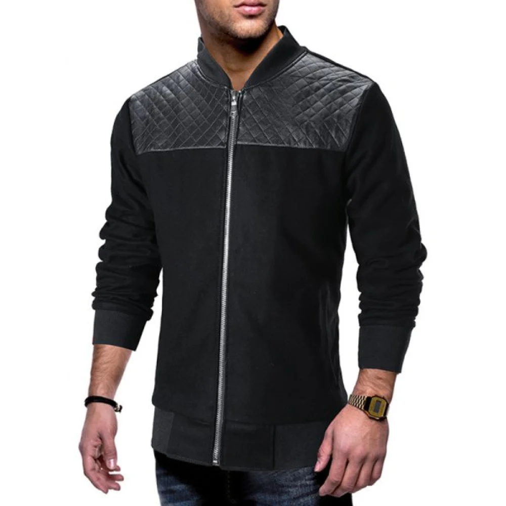 Color Block Zip Up Baseball Jacket - ist Blue Fansmadedirect