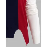 Color-blocking High Low Pullover Knitwear - Fansmadedirect