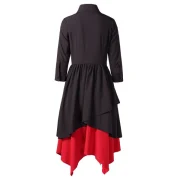 Color Trim Long Dress with Zipper - Black Fansmadedirect