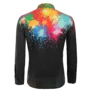 Colorful Splatter Painting Polka Dots Print Casual Shirt - Fansmadedirect