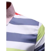 Colorful Striped Print Long Sleeves Shirt - White Fansmadedirect