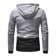 Contract Color Drawstring Hooded Jacket - Light Gray Fansmadedirect