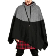 Contract Color Pullover Hooded Cloak - Light Gray Fansmadedirect