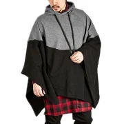 Contract Color Pullover Hooded Cloak - Light Gray Fansmadedirect