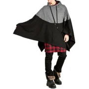 Contract Color Pullover Hooded Cloak - Light Gray Fansmadedirect