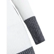 Contrast Color Knitted Dress with Buttons - White Fansmadedirect