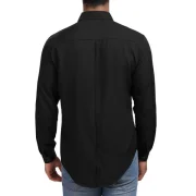 Contrast Color Turn Down Collar Shirt - Black Fansmadedirect