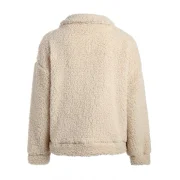 Contrast Pockets Fuzzy Coat - Blanched Almond Fansmadedirect