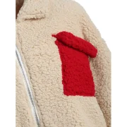 Contrast Pockets Fuzzy Coat - Blanched Almond Fansmadedirect