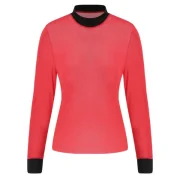 Contrast Trim See Through Mesh Top - Red Fansmadedirect