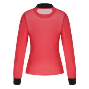 Contrast Trim See Through Mesh Top - Red Fansmadedirect