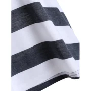 Contrast triped Three Quarter leeves Loose Tee - Gray Fansmadedirect