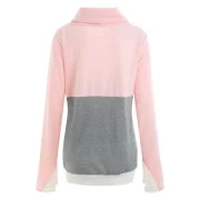 Contrast Turtleneck Sweatshirt - ight Pink Fansmadedirect