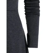 Convertible Hooded Glove Sleeve Heathered Handkerchief Dress - Dark Gray Fansmadedirect