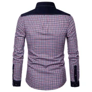 Corduroy Panel Long Sleeve Plaid Button Down Shirt - Fansmadedirect