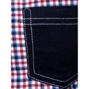 Corduroy Panel Long Sleeve Plaid Button Down Shirt - Fansmadedirect