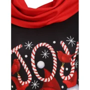 Cowl Neck Santa Claus ock Buttons Christmas Top - Red Fansmadedirect
