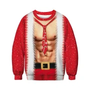 Crew Neck 3D Christmas Body Printed Sweatshirt - Lava Red Fansmadedirect