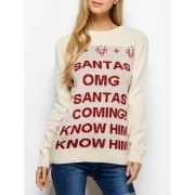 Crew Neck Letter Christmas Sweater - Palomino Fansmadedirect