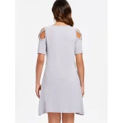 Criss Cross leeve Round Neck hift Dress - Light Gray Fansmadedirect