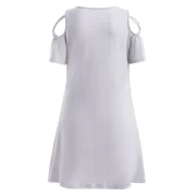 Criss Cross leeve Round Neck hift Dress - Light Gray Fansmadedirect