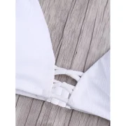 Criss Cross Spaghetti Strap Texture Bikini Set - White Fansmadedirect