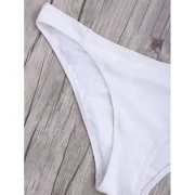 Criss Cross Spaghetti Strap Texture Bikini Set - White Fansmadedirect