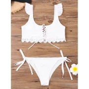 Criss Cross Tie Side Bikini with ace - White Fansmadedirect