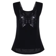 Crochet Lace Back Tank Top - Black Fansmadedirect