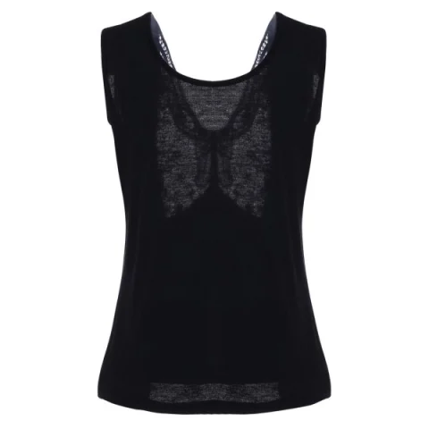 Crochet Lace Back Tank Top - Black Fansmadedirect