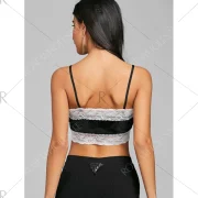 Cropped ace Trimmed Velvet Tank Top - Black Fansmadedirect