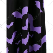 Cross Back Bat Print Fit and Flare Dress - Black Fansmadedirect