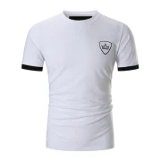 Crown Design Color Block Spliced Ringer T-shirt - White Fansmadedirect