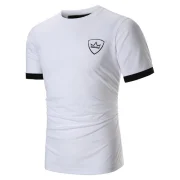 Crown Design Color Block Spliced Ringer T-shirt - White Fansmadedirect