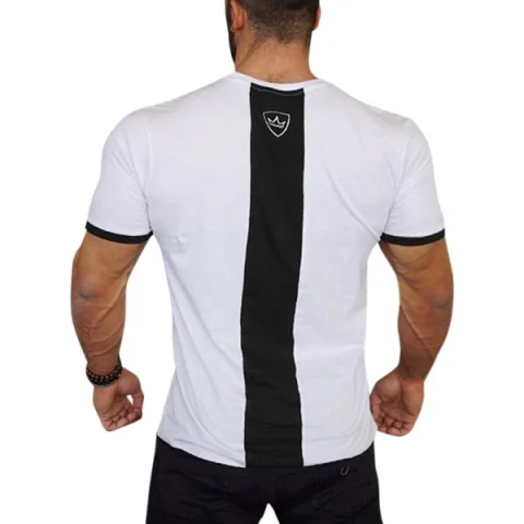 Crown Design Color Block Spliced Ringer T-shirt - White Fansmadedirect