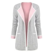 Cuffed Sleeves Heathered Pokcets Cardigan - Pink Fansmadedirect