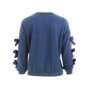 Cut Out Bowknot Sleeve Sweatshirt - Peacock Blue Fansmadedirect