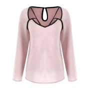 Cut Out Contrasting Blouse - Light Pink Fansmadedirect
