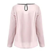 Cut Out Contrasting Blouse - Light Pink Fansmadedirect
