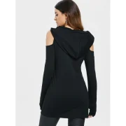 Cut Out houlder Hoodie - Black Fansmadedirect