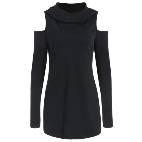 Cut Out houlder Hoodie - Black Fansmadedirect