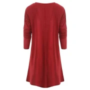 Cut Out ong Sleeve T-shirt Dress - Red Wine Fansmadedirect