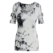 Cut Out Tie Dye Short Sleeve T Shirt - ulti-a Fansmadedirect
