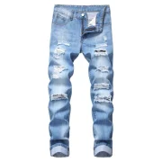 Destroyed Design Casual Flanging Jeans - Jeans Blue Fansmadedirect