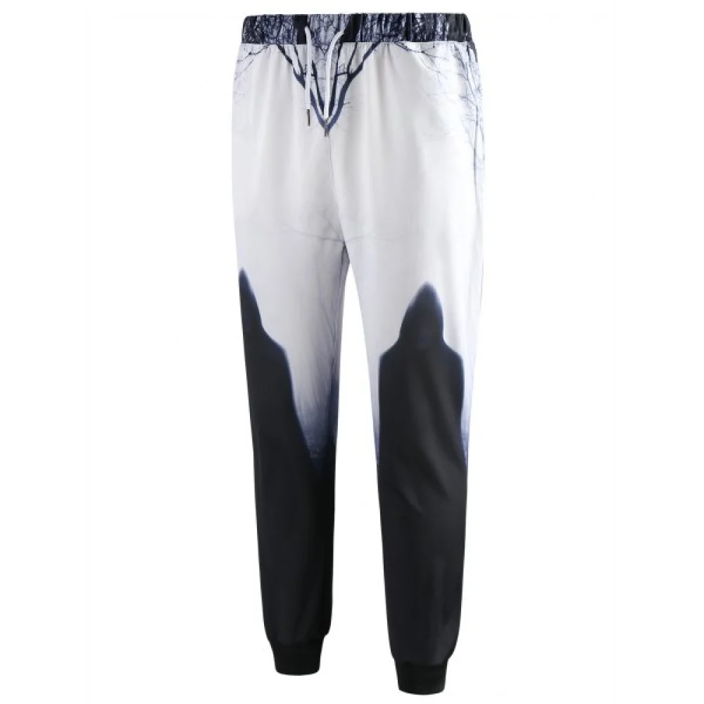 Devil Print Elastic Waist Jogger Pants - Fansmadedirect