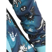 Dinosaur Bat Skeleton Pumpkin Contrast Halloween Hoodie - Black Fansmadedirect