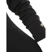 Dip Hem Button Embellished Zip Up Trench Coat - Black Fansmadedirect