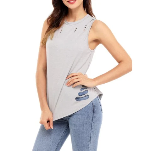 Distressed ide lit Tank Top - Gray Fansmadedirect